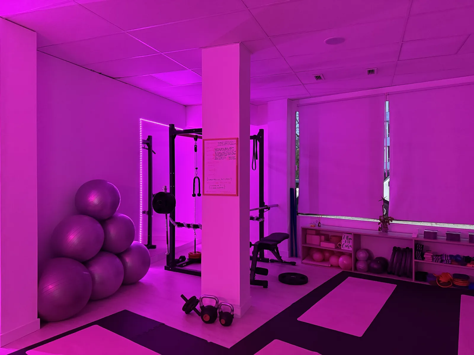 Rincón del centro MEFIT WOMAN con neón de marca